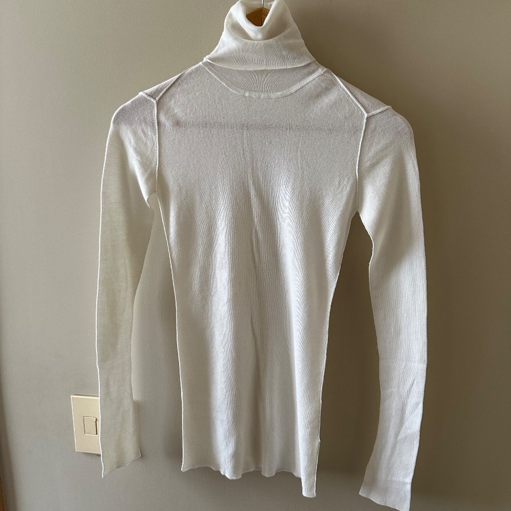 White Cotton Turtleneck Sweater Top